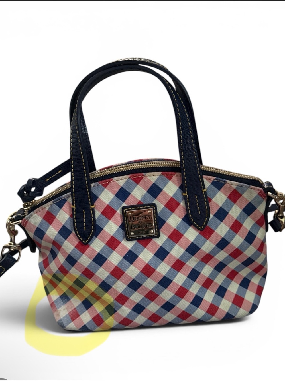 Dooney & Bourke Red, Navy & Cream Plaid Mini Satchel - Picture 2 of 6